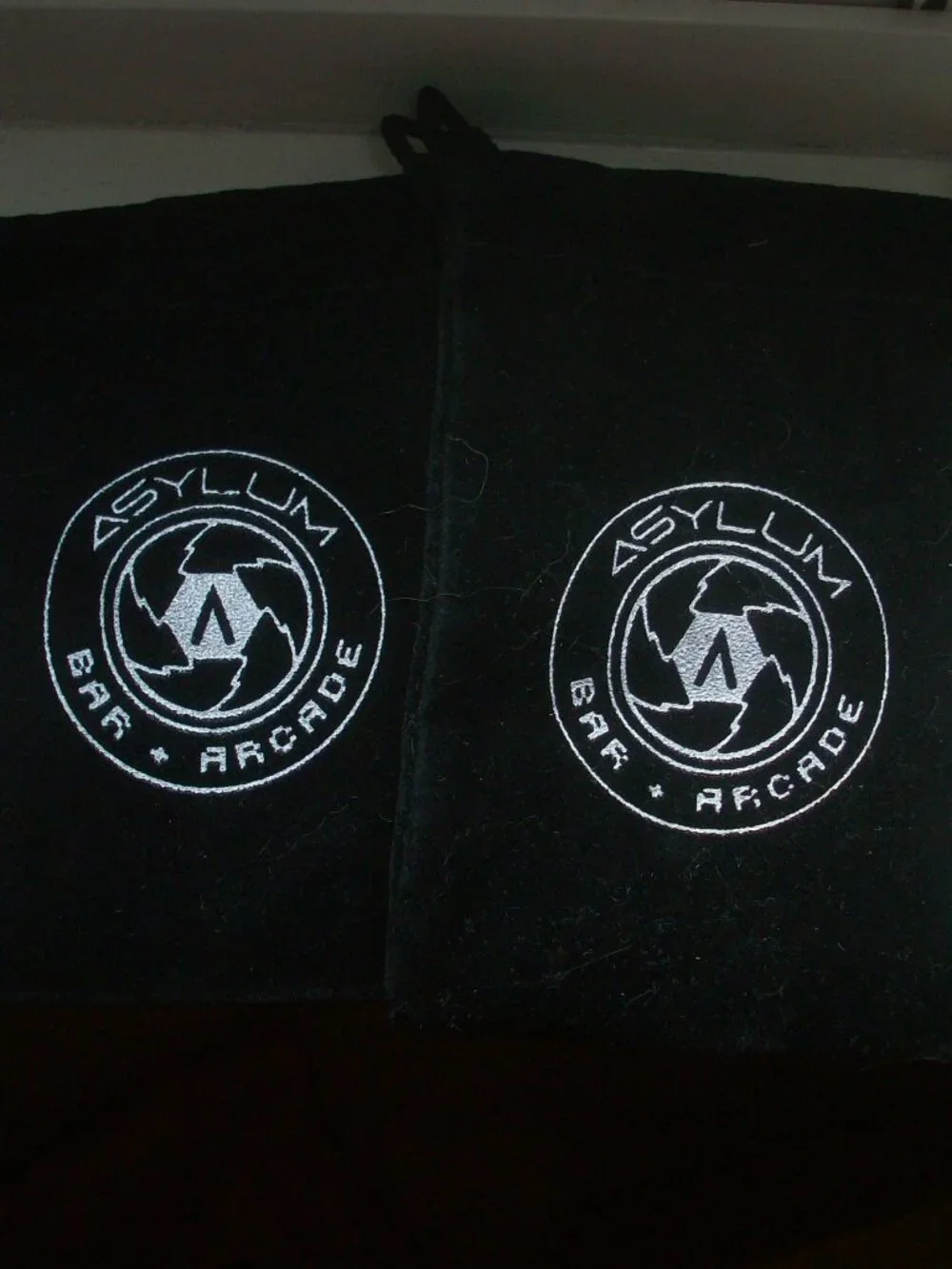 Dust Bag Drawstring 3x4” Mini Velour Storage Pouch Asylum Bar + Arcade Las Vegas